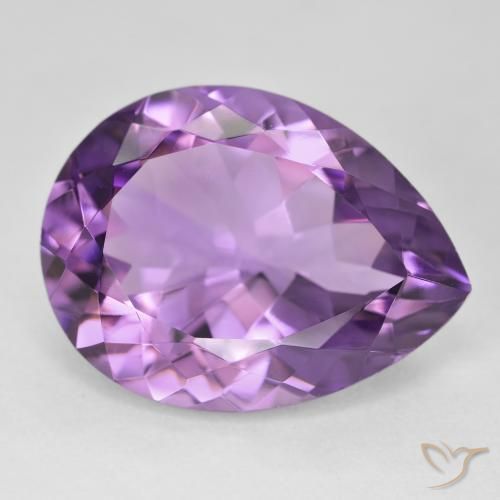 Améthyste Light-Medium Violet naturelle En forme de poire, 17.98 ct, VVS