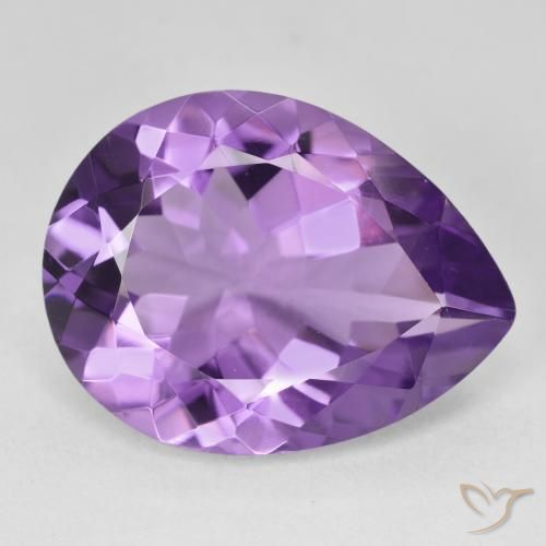 Améthyste Violet moyen naturelle En forme de poire, 15.70 ct, VVS