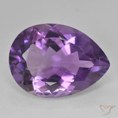 Améthyste Violet moyen naturelle En forme de poire, 15.83 ct, VVS-VS