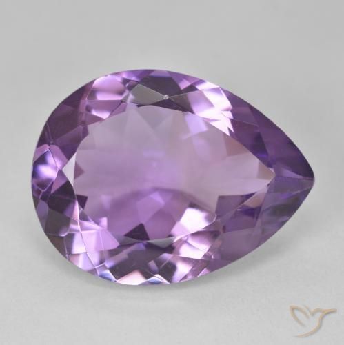 Améthyste Medium Light Purplish-Violet naturelle En forme de poire, 16.99 ct, VVS-VS