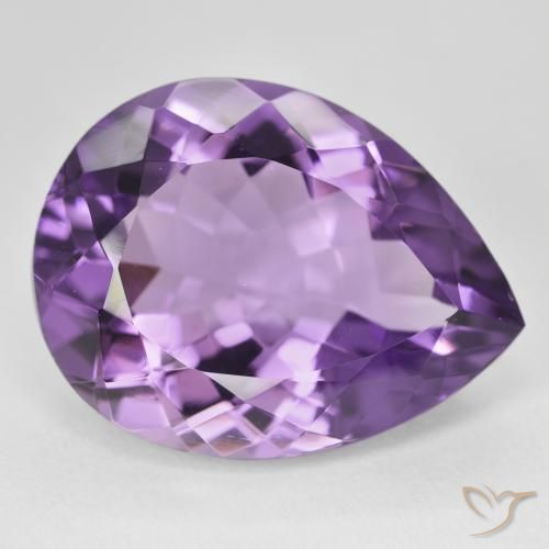 Améthyste Medium Light Purplish-Violet naturelle En forme de poire, 18.07 ct, VVS