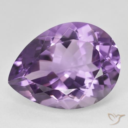 Améthyste Medium Light Purplish-Violet naturelle En forme de poire, 18.17 ct, VVS