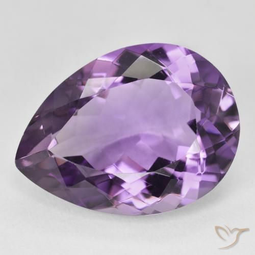 Améthyste Medium Light Purplish-Violet naturelle En forme de poire, 17.29 ct, VVS