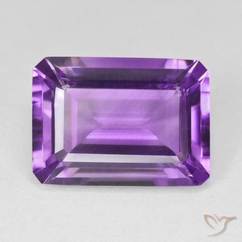 14.38ct Naturel Violet vif Améthyste, Taille émeraude, VVS-VS