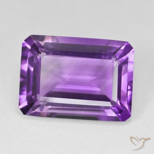 Améthyste Violet vif naturelle Octogone / coupe Émeraude, 14.38 ct, VVS-VS