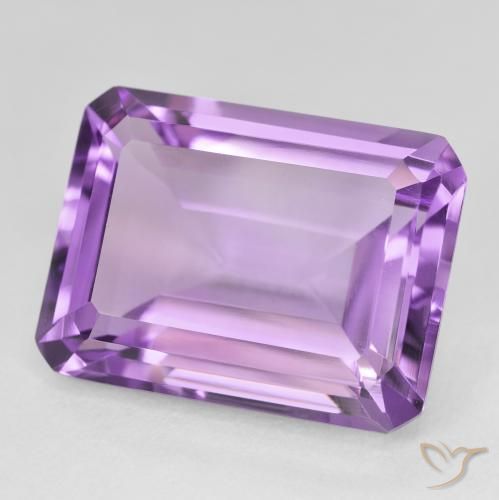 Améthyste Medium Light Purplish-Violet naturelle Octogone / coupe Émeraude, 21.63 ct, VVS