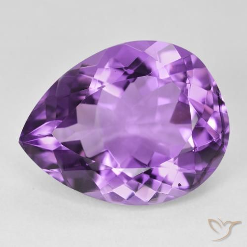 Améthyste Medium Dark-Violet naturelle En forme de poire, 16.83 ct, VVS