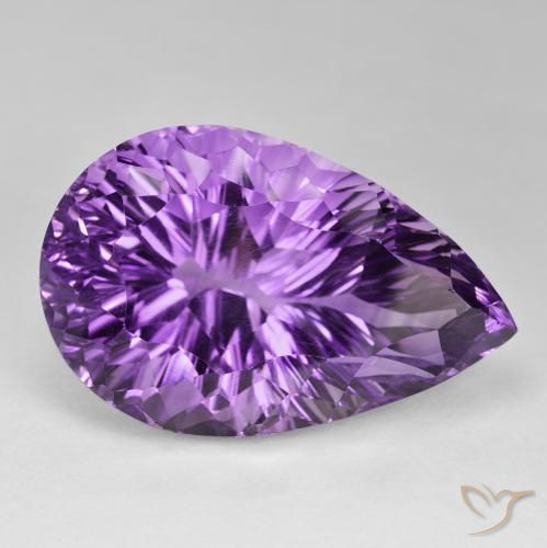 Améthyste Violet moyen naturelle En forme de poire, 86.75 ct, VVS