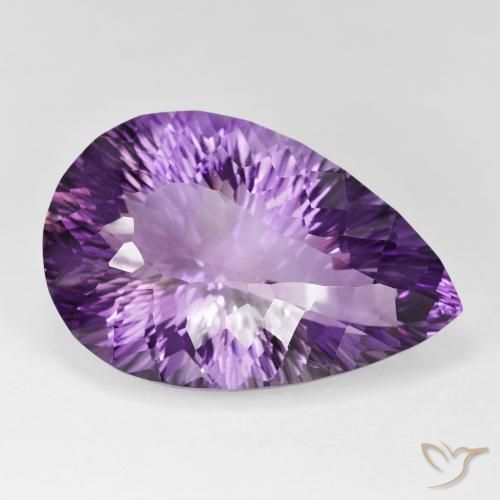 Améthyste Violet vif naturelle En forme de poire, 64.82 ct, IF