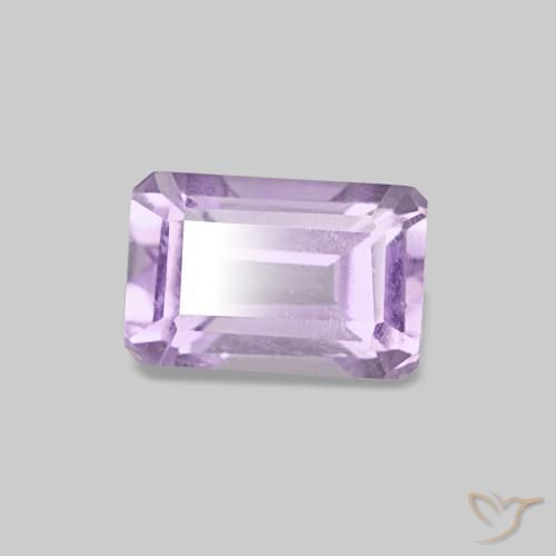 Améthyste Violet clair naturelle Taille émeraude, 0.55 ct, VS