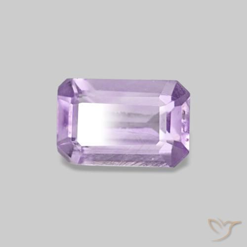 Améthyste Violet rosâtre léger naturelle Taille émeraude, 0.48 ct, VS