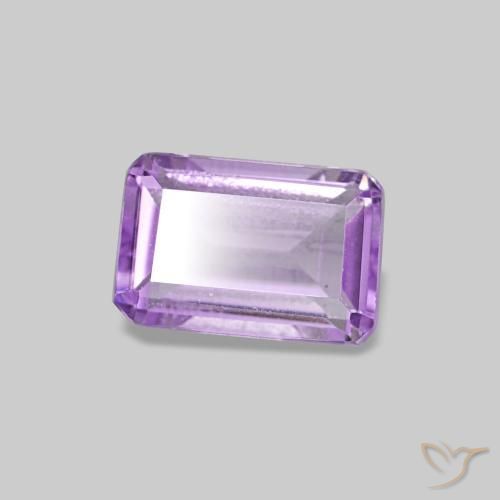 Améthyste Violet rosâtre moyen naturelle Taille émeraude, 0.53 ct, VS