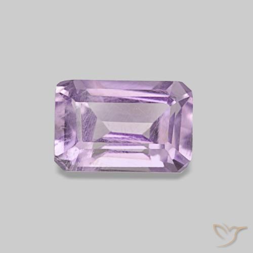 Améthyste Violet rosâtre léger naturelle Taille émeraude, 0.62 ct, VS