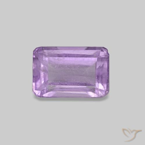 Améthyste Violet Rosâtre naturelle Taille émeraude, 0.62 ct, VS