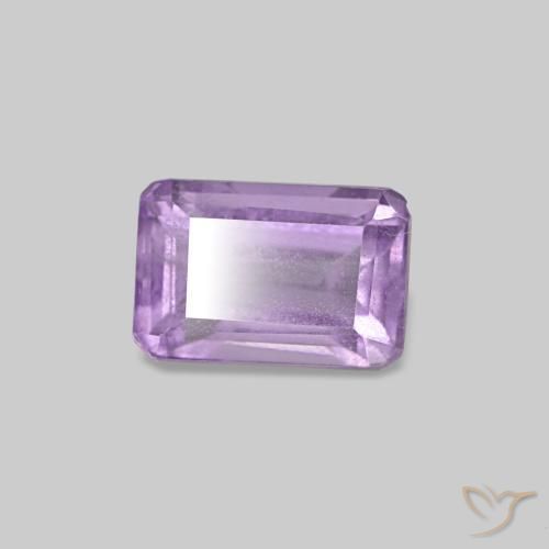 Améthyste Violet Rosâtre naturelle Taille émeraude, 0.62 ct, VS