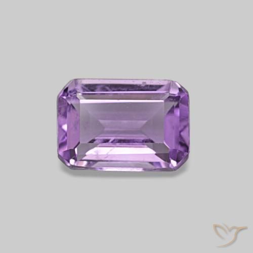 Améthyste Violet Rosâtre naturelle Taille émeraude, 0.52 ct, VS