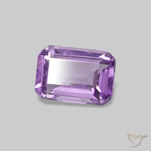 Améthyste Violet Rosâtre naturelle Taille émeraude, 0.52 ct, VS
