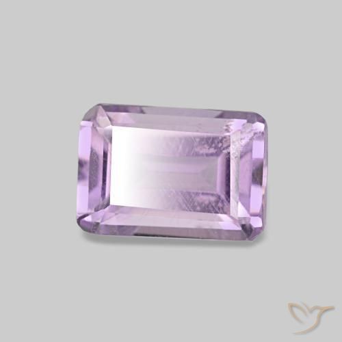 Améthyste Violet Rosâtre naturelle Taille émeraude, 0.48 ct, VS