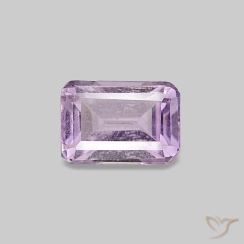 Améthyste violet naturelle taille émeraude, 0,57 ct, VS