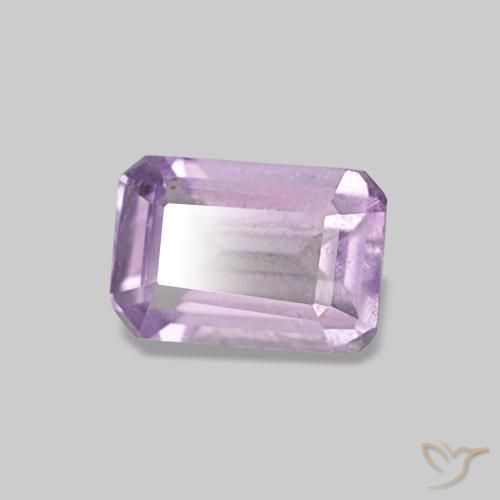 Améthyste violet naturelle taille émeraude, 0,52 ct, VS