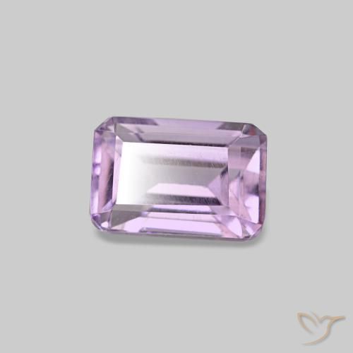 Améthyste violet naturelle taille émeraude, 0,62 ct, VS