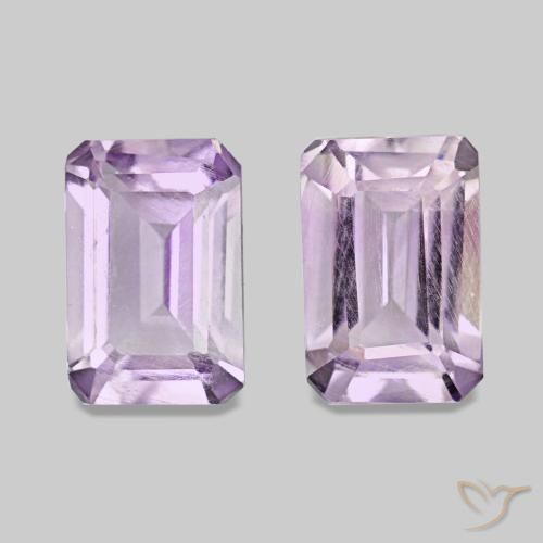 Améthyste violet rosé clair de 1,10 ct, taille émeraude, VS