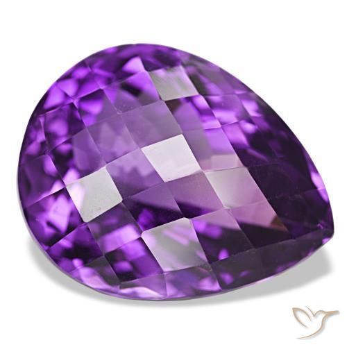 Améthyste Violet moyen naturelle En forme de poire, 39.01 ct, VVS-VS