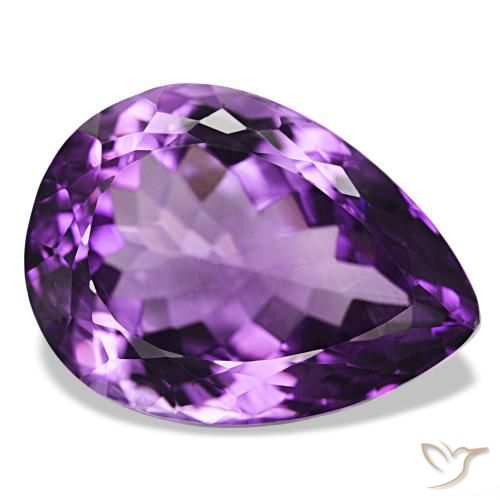 Améthyste Violet moyen naturelle En forme de poire, 34.18 ct, VVS