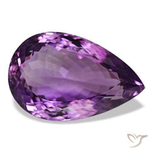Améthyste Violet violacé naturelle En forme de poire, 47.41 ct, VVS