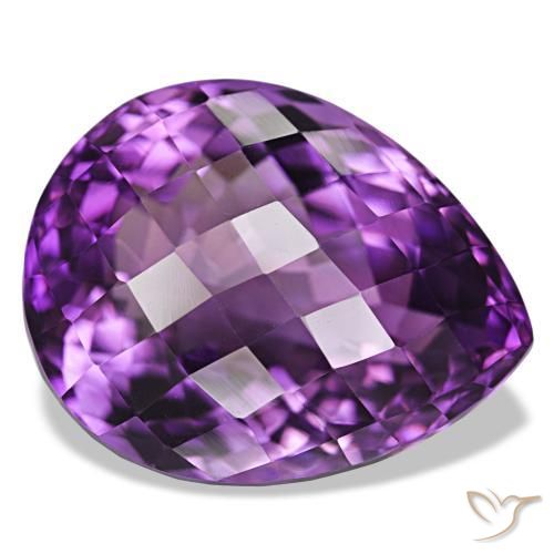 Améthyste Pourpre violacé profond naturelle En forme de poire, 34.04 ct, VVS