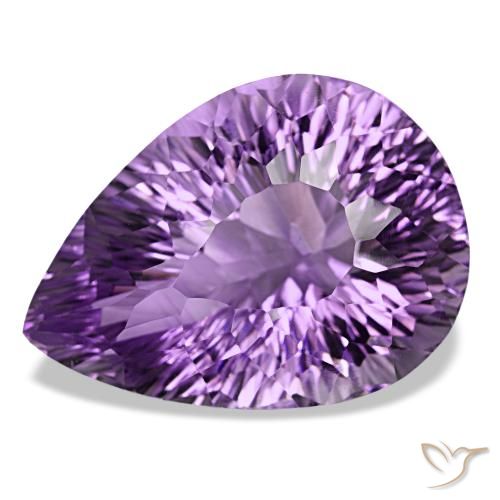Améthyste violet naturelle en forme de poire, 52,30 ct, VVS-VS