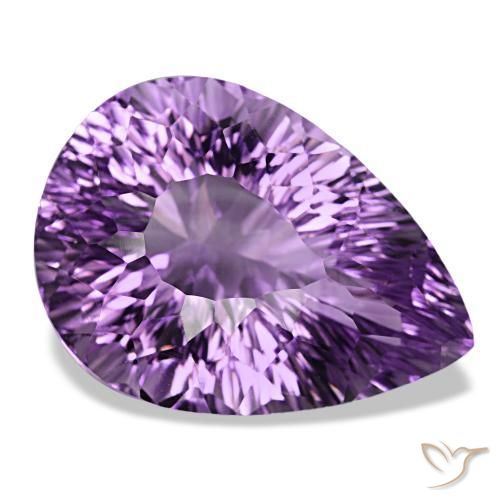 Améthyste violet naturelle en forme de poire, 52,30 ct, VVS-VS