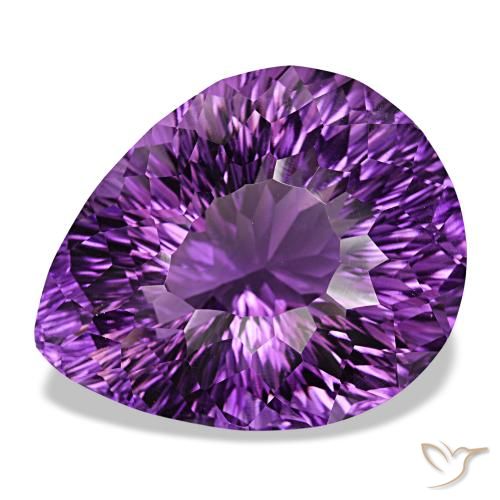 Améthyste violet rose vif naturelle en forme de poire, 51,65 ct, VVS