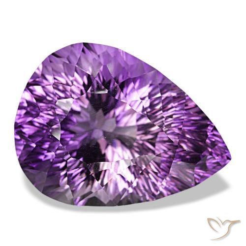 Améthyste violet rose intense naturelle en forme de poire, 58,64 ct, VVS