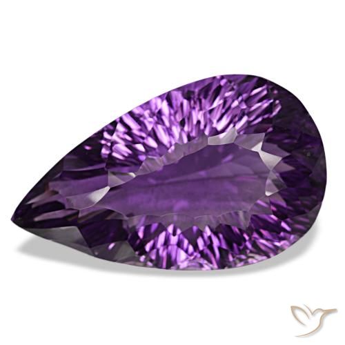 Améthyste violet foncé naturelle en forme de poire, 82,05 ct, VVS