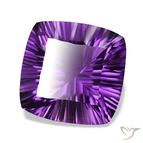 Améthyste violet intense naturelle coupe coussin, 21,29 ct, VVS-VS