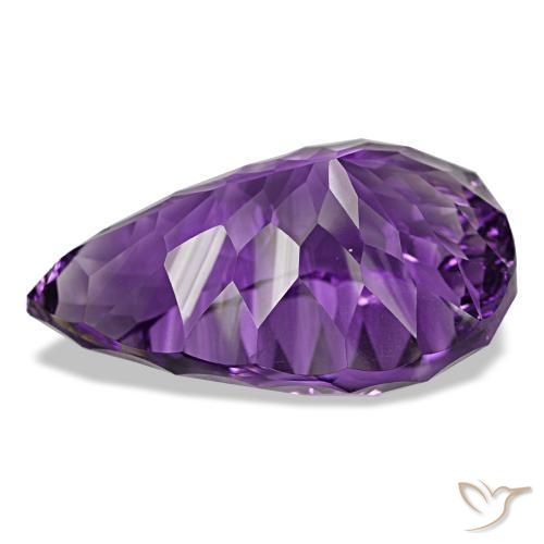 Améthyste pourpre violacé profond naturelle en forme de poire, 61,81 ct, VVS