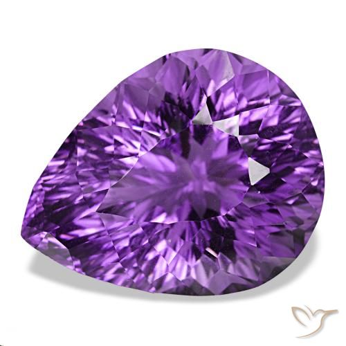 Améthyste violet vif naturelle en forme de poire, 26,81 ct, VS