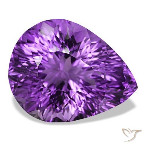 Améthyste violet vif naturelle en forme de poire, 26,81 ct, VS