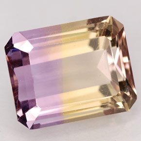 Amétrine bicolore naturelle taille émeraude, 3,34 ct, VVS-VS