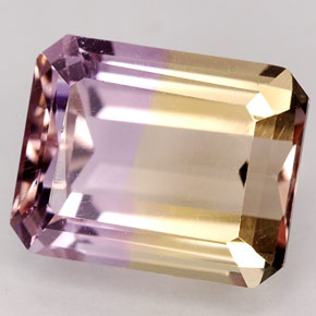 Amétrine bicolore naturelle taille émeraude, 3,34 ct, VVS-VS