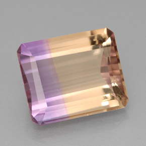 Amétrine bicolore naturelle taille émeraude, 6,34 ct, IF