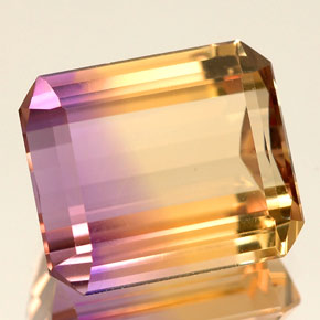 Amétrine bicolore naturelle taille émeraude, 5,88 ct, IF