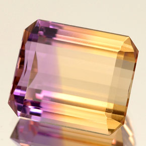 Amétrine bicolore naturelle taille émeraude, 5,88 ct, IF