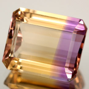 Amétrine bicolore naturelle taille émeraude, 6,29 ct, VVS-VS