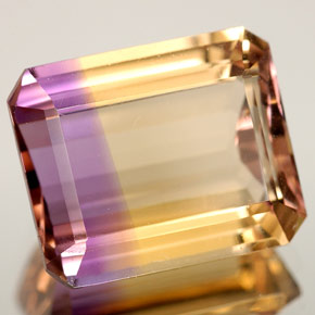 Amétrine bicolore naturelle taille émeraude, 6,29 ct, VVS-VS