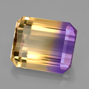 Amétrine bicolore naturelle taille émeraude, 6,70 ct, VS