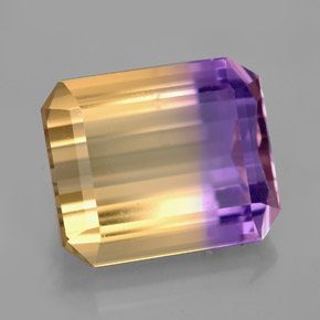 Amétrine bicolore naturelle taille émeraude, 6,70 ct, VS