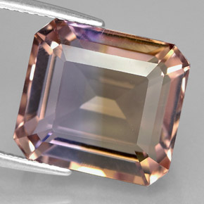 Amétrine bicolore naturelle taille émeraude, 11,76 ct, VVS