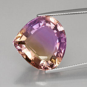 Amétrine bicolore naturelle en forme de poire, 21,75 ct, VVS